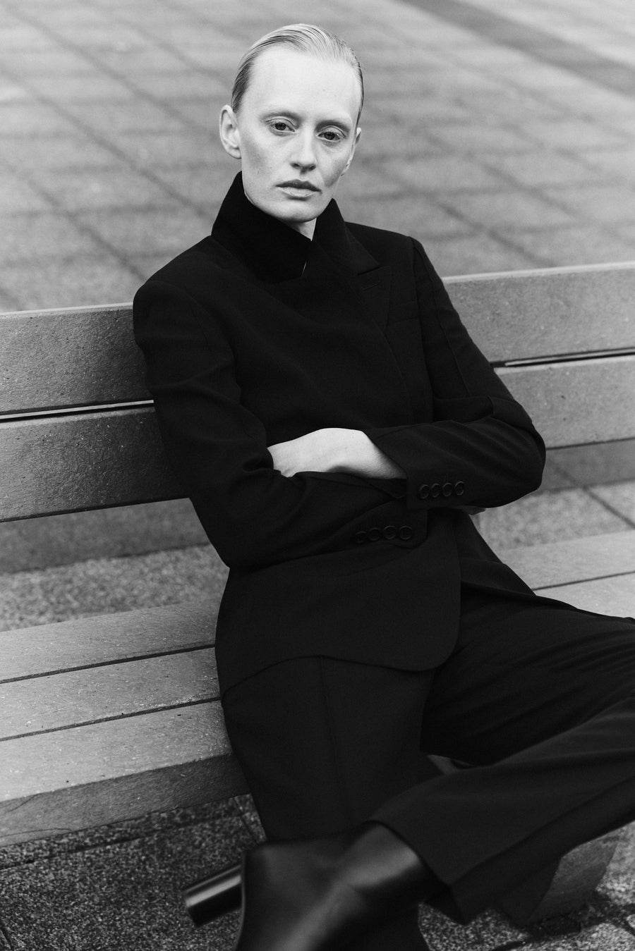 Luca wears the Maya Blazer & Emmett Pant in Bistre with the Meyer Boot