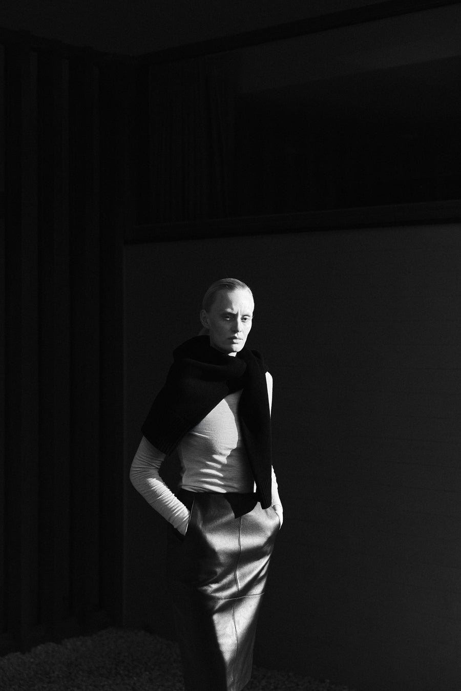 Luca wears the Hendry Top, Wright Leather Skirt & the Orwell Knit. 